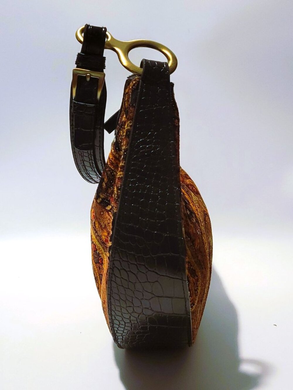 Bueno Tapestry Purse Half Moon Structured Boho Cottagecore Sparkle Vintage - Picture 4 of 16